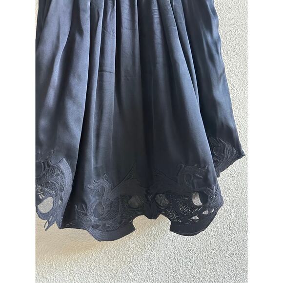 IRO Embroidered Black Silk Slip Skirt Size 34 - Picture 2 of 6